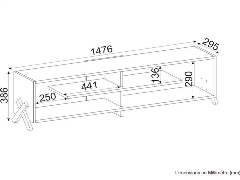 Table TV AULE 147 cm - Effet chêne - Salon et séjour