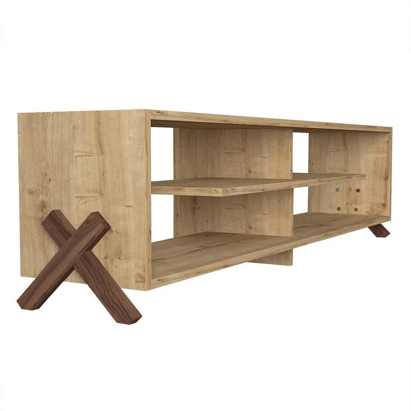 Table TV AULE 147 cm - Effet chêne - Salon et séjour