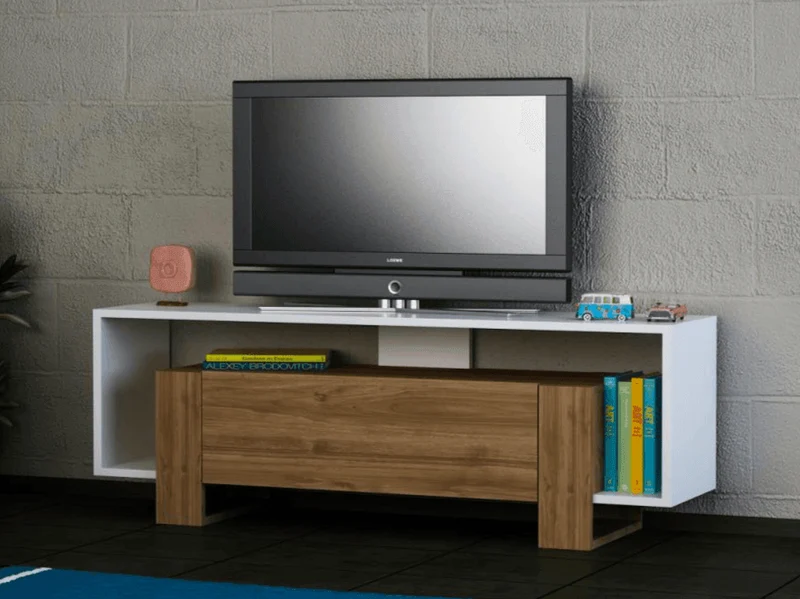 Meuble TV MERY - Noyer et Blanc