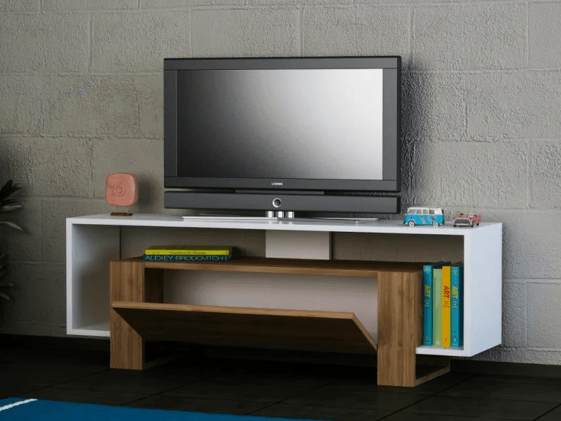 Meuble TV MERY - Noyer et Blanc