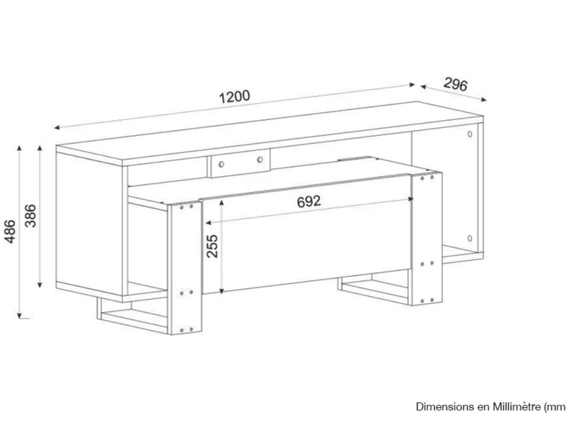Meuble TV MERY - Noyer et Blanc