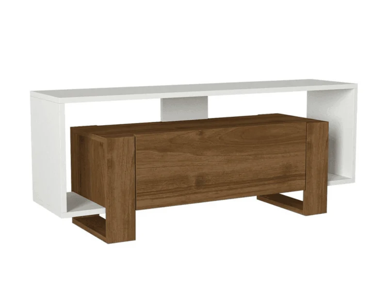 Meuble TV MERY - Noyer et Blanc