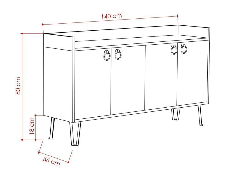 Console Buffet d'entrée DEA 140 cm - Chêne et Gris Anthracite