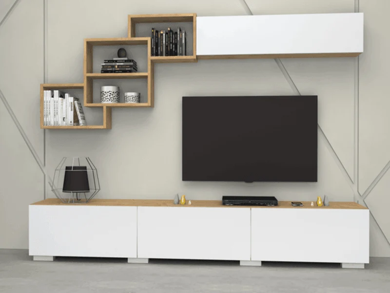 Meuble TV FREE 210cm - Chêne et Blanc - salon et séjour