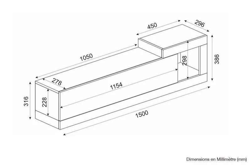 Meuble TV Suspendu VOLARE 150 cm - Blanc