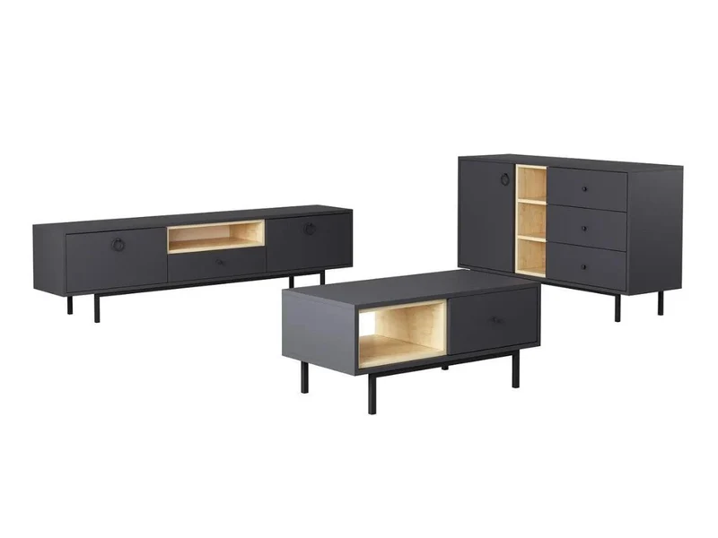 Ensemble BARS Anthracite (Console+Meuble TV +Table Basse)