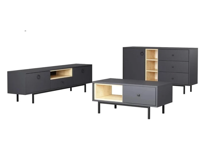 Ensemble BARS Anthracite (Console+Meuble TV +Table Basse)