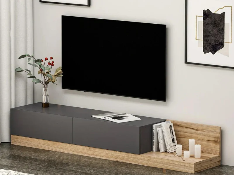Meuble TV Major Anthracite Naturel 180 cm