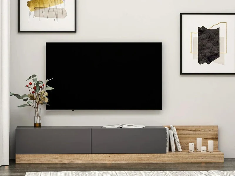 Meuble TV Major Anthracite Naturel 180 cm