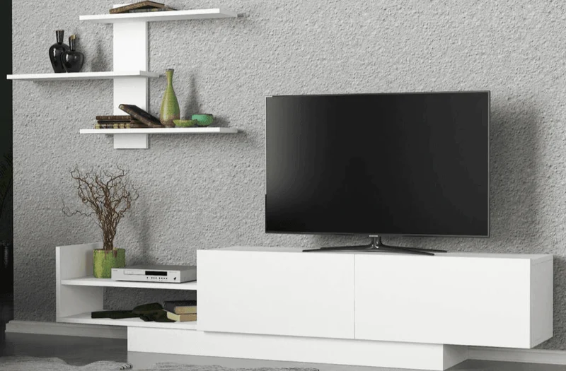 Meuble TV EGEMEN 180 cm - Blanc