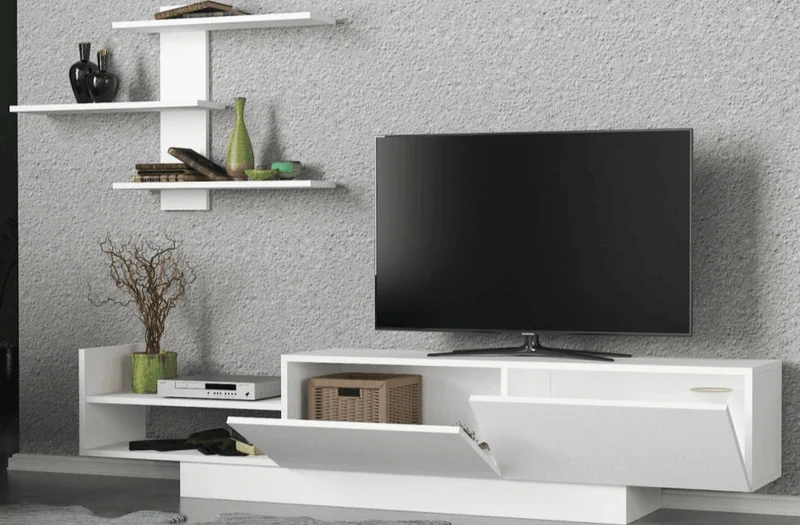 Meuble TV EGEMEN 180 cm - Blanc