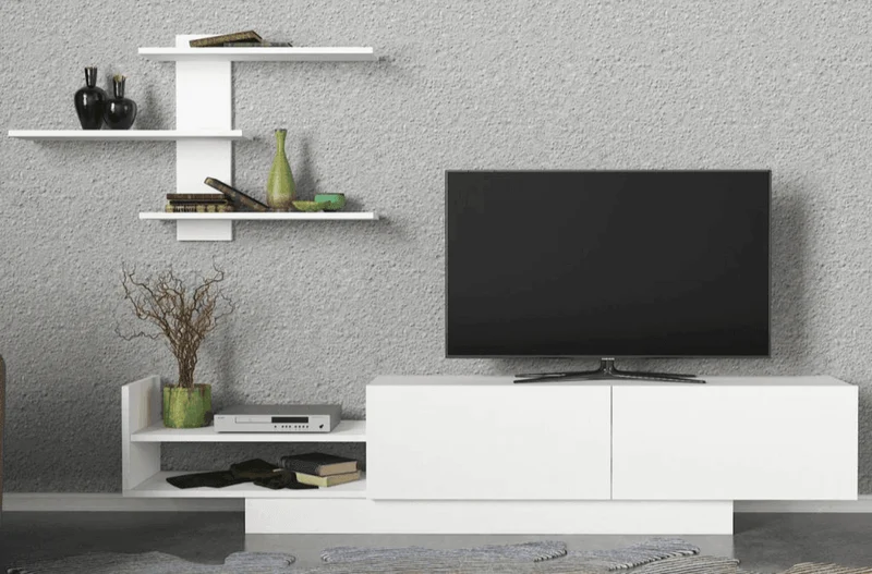 Meuble TV EGEMEN 180 cm - Blanc