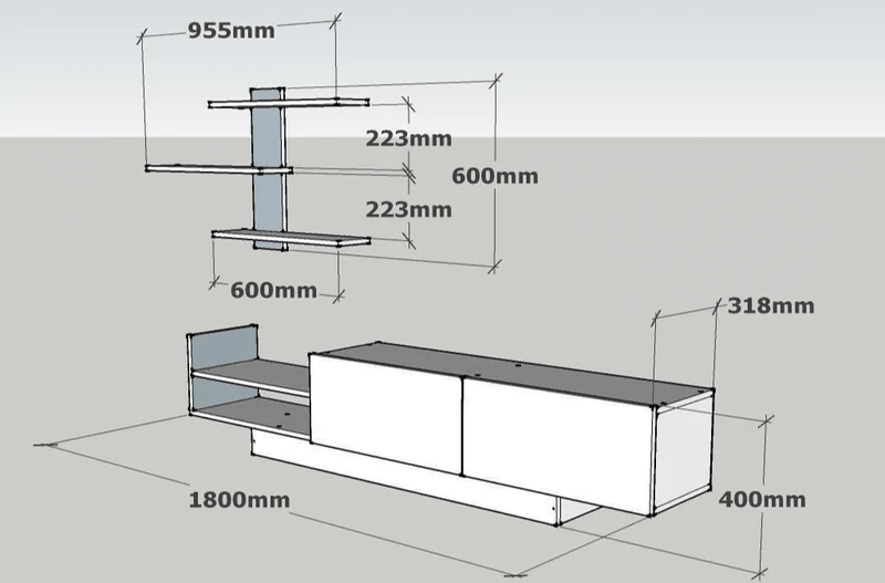 Meuble TV EGEMEN 180 cm - Blanc