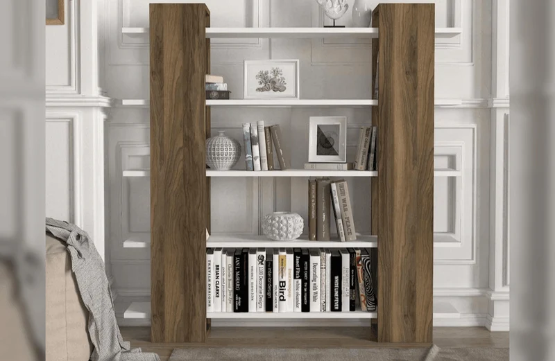 Étagère biblio LOOP - Blanc et Noyer