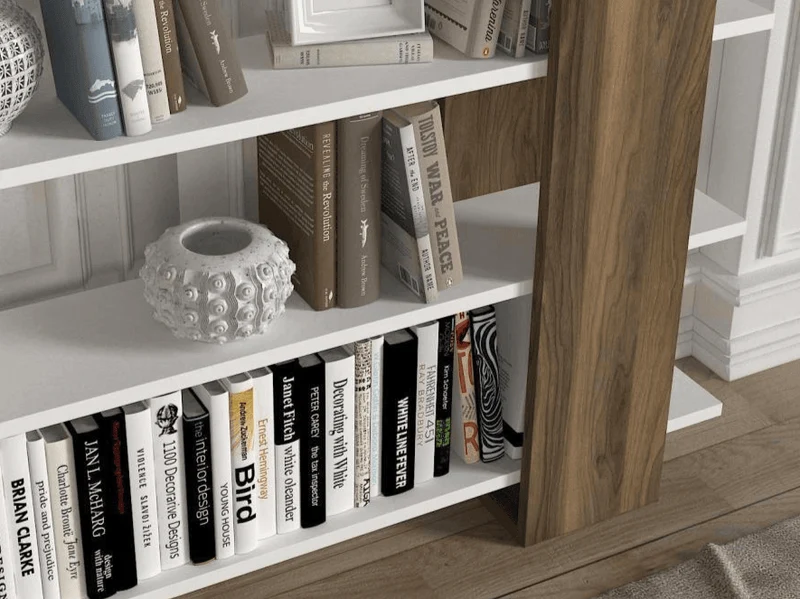 Étagère biblio LOOP - Blanc et Noyer