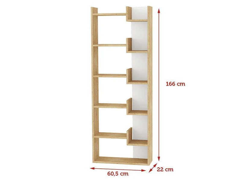 Bibliothèque-Étagères de rangement OPPA 166 cm - Chêne et Blanc
