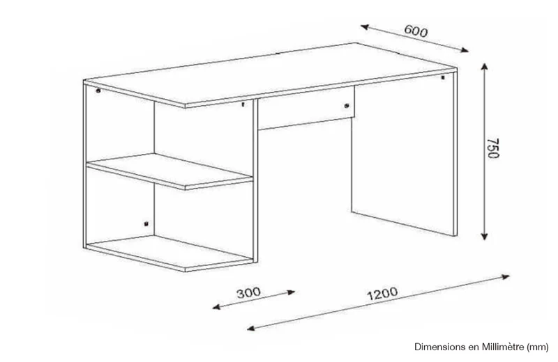 Bureau ELEGANT 120 cm - Blanc et Noyer