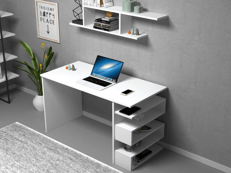 Bureau avec rangement ORAK 120 cm - Blanc