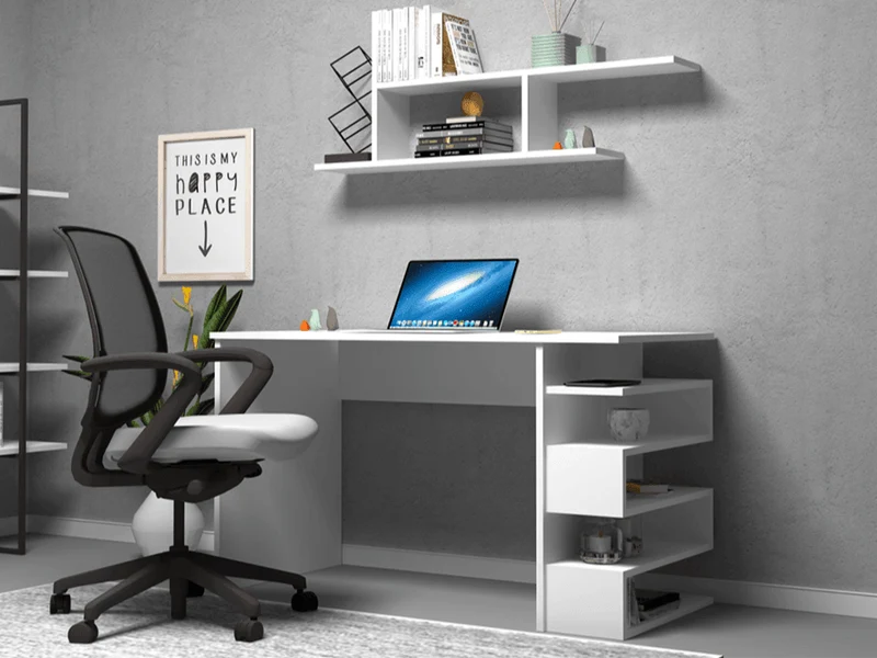 Bureau avec rangement ORAK 120 cm - Blanc