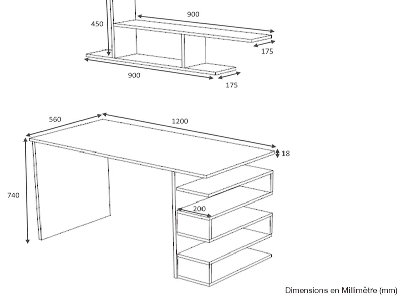 Bureau avec rangement ORAK 120 cm - Blanc