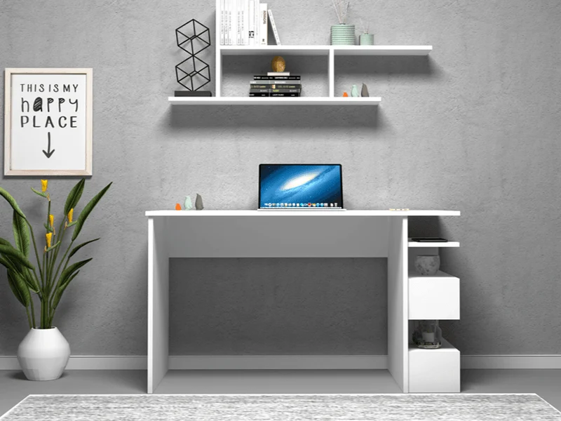 Bureau avec rangement ORAK 120 cm - Blanc