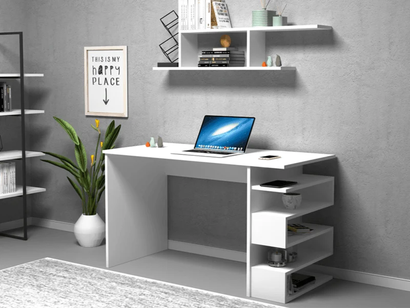 Bureau avec rangement ORAK 120 cm - Blanc
