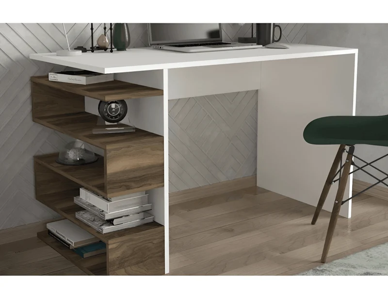 Bureau EKAR 120 cm - Noyer et Blanc
