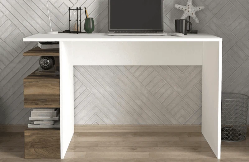 Bureau EKAR 120 cm - Noyer et Blanc