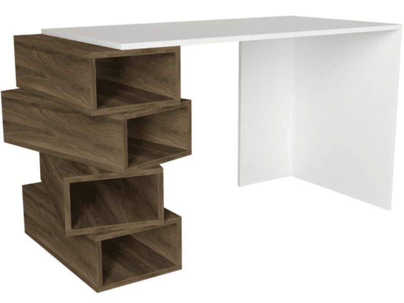 Bureau AKIR 130 cm - Noyer et Blanc