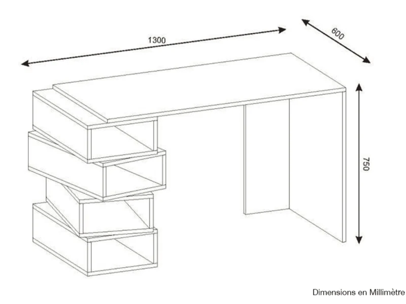 Bureau AKIR 130 cm - Noyer et Blanc