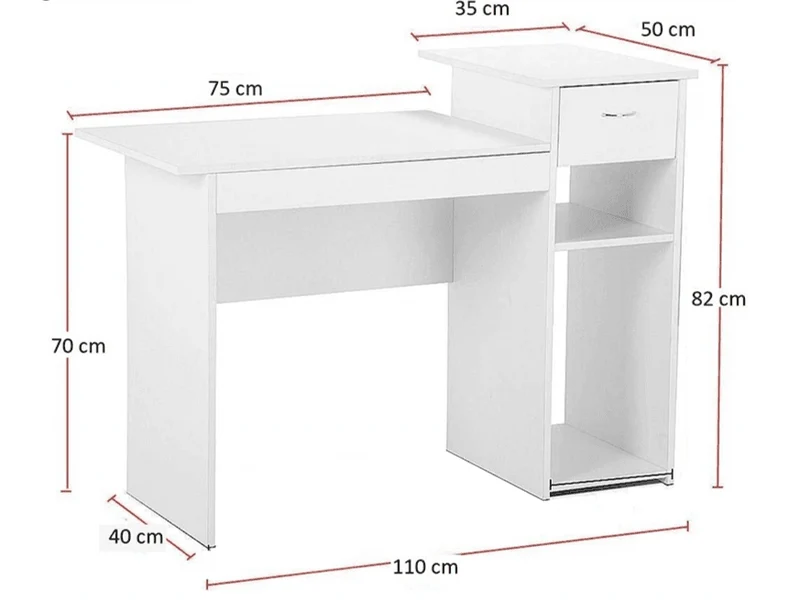 Bureau avec rangement TRAK 110 cm - Blanc
