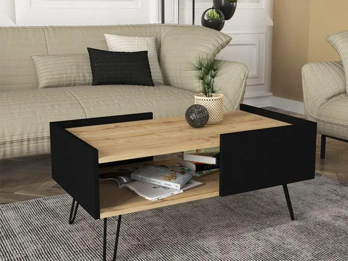 Table basse NADIN -chêne et noir- 100cm