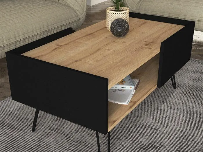 Table basse NADIN -chêne et noir- 100cm