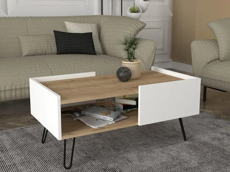 Table basse ART - chêne et blanc - 100cm