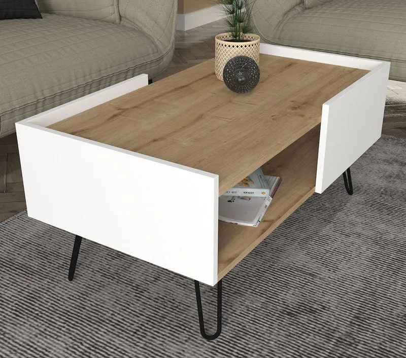 Table basse ART - chêne et blanc - 100cm