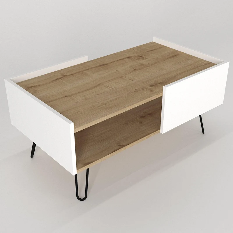 Table basse ART - chêne et blanc - 100cm