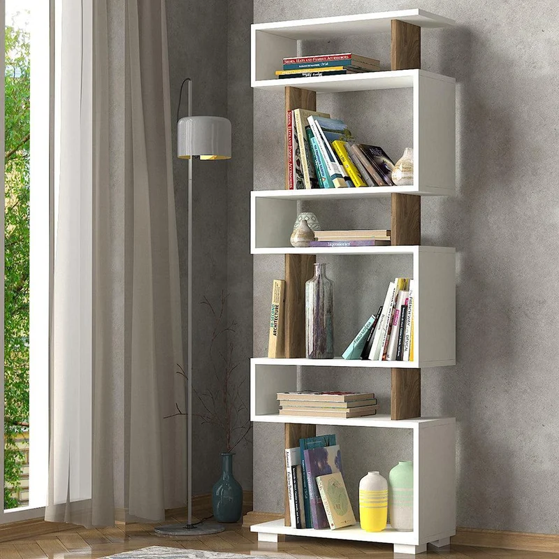 Bibilothèque IDAR -blanc et bois- 162cm