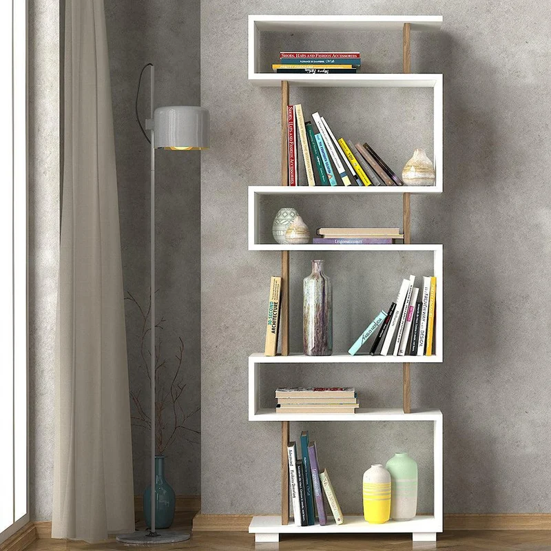 Bibilothèque IDAR -blanc et bois- 162cm