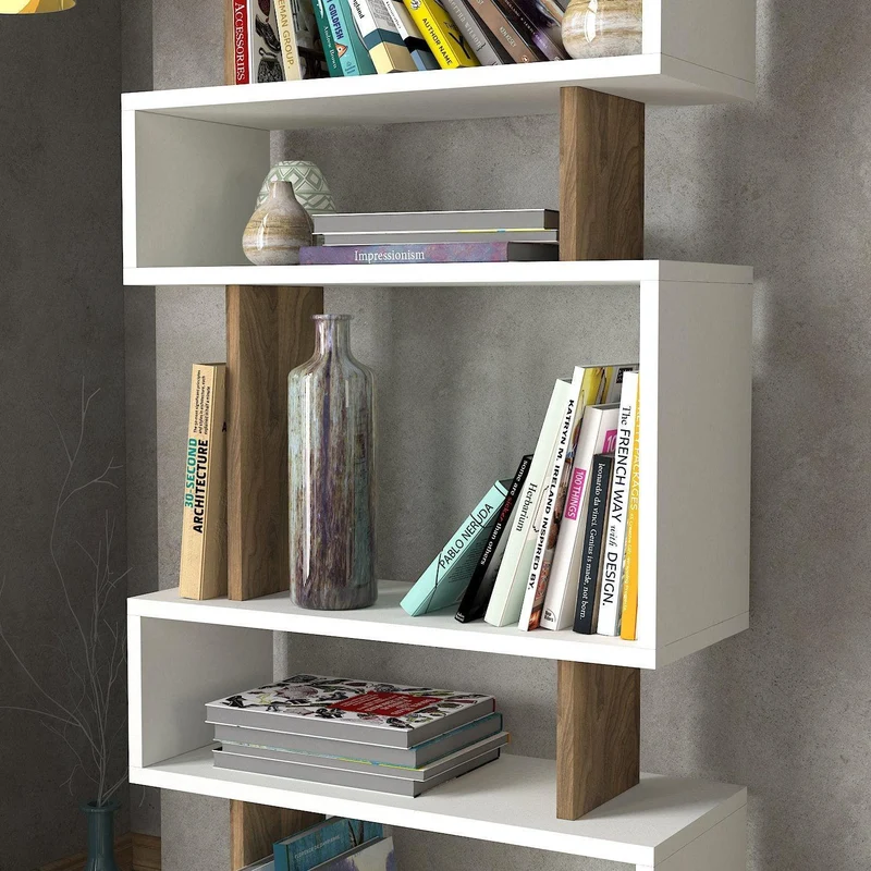 Bibilothèque IDAR -blanc et bois- 162cm