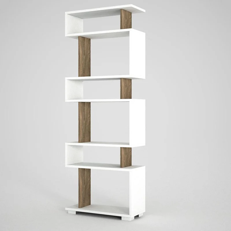 Bibilothèque IDAR -blanc et bois- 162cm