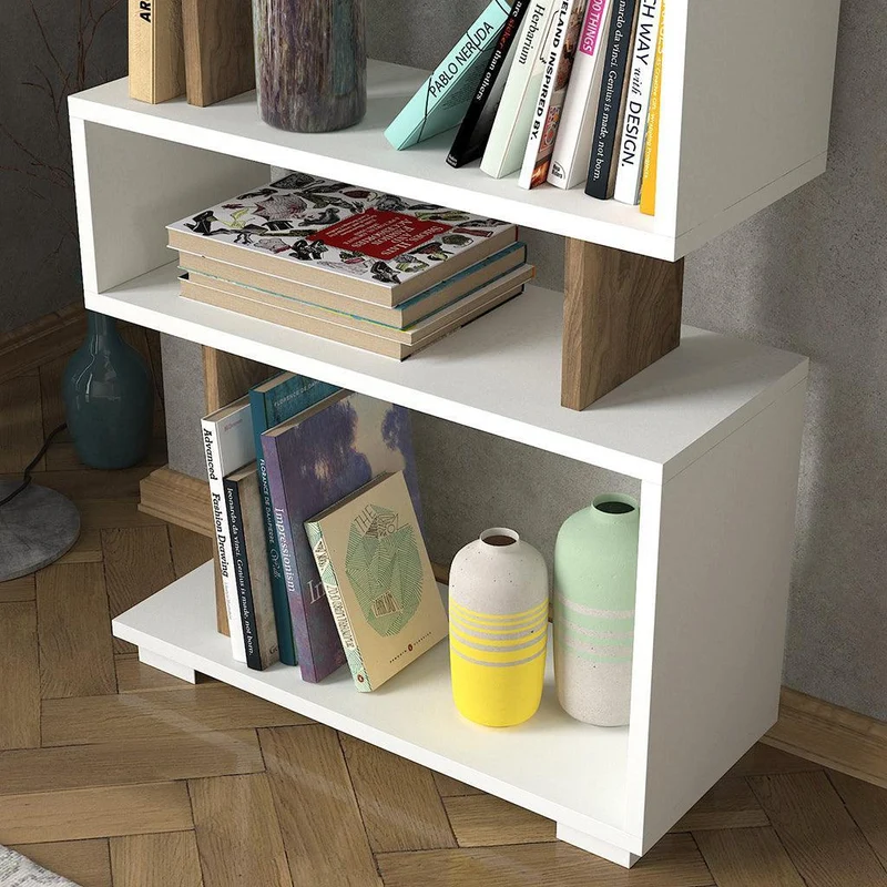 Bibilothèque IDAR -blanc et bois- 162cm