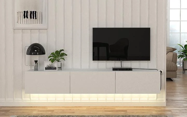 Meuble TV ALMA LED - Blanc - 180cm
