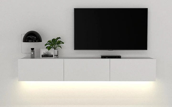 Meuble TV ALMA LED - Blanc - 180cm