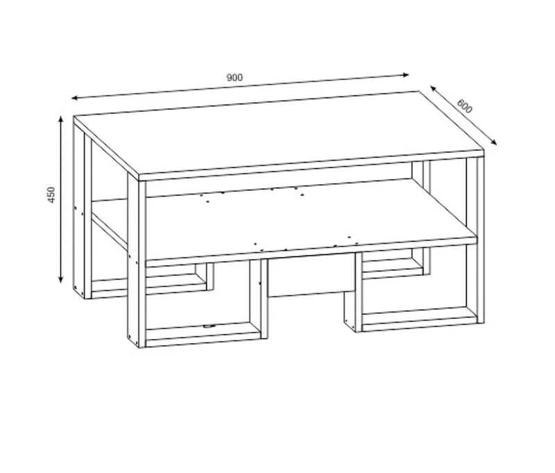 Table basse GOLDE -noyer et blanc