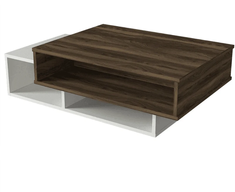 Table basse -EVAR - Noyer et blanc 105cm