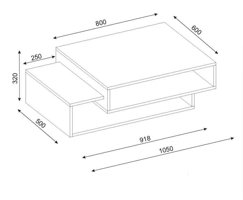 Table basse -EVAR - Noyer et blanc 105cm