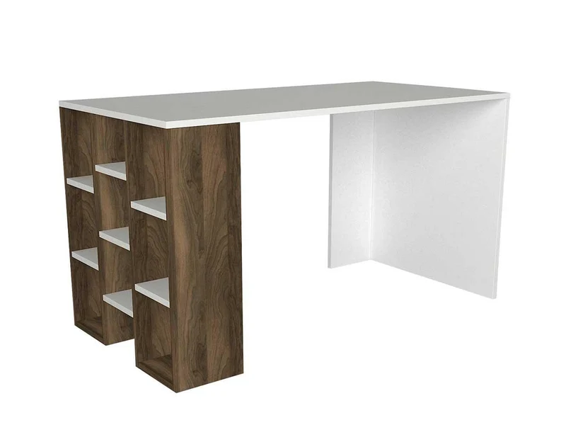 Bureau RIVE - Blanc et noyer - 120 cm
