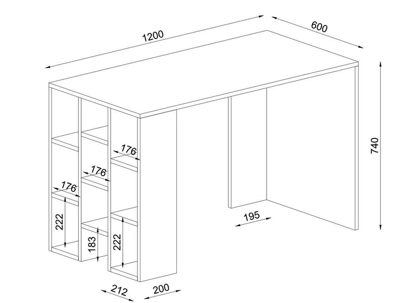 Bureau RIVE - Blanc et noyer - 120 cm