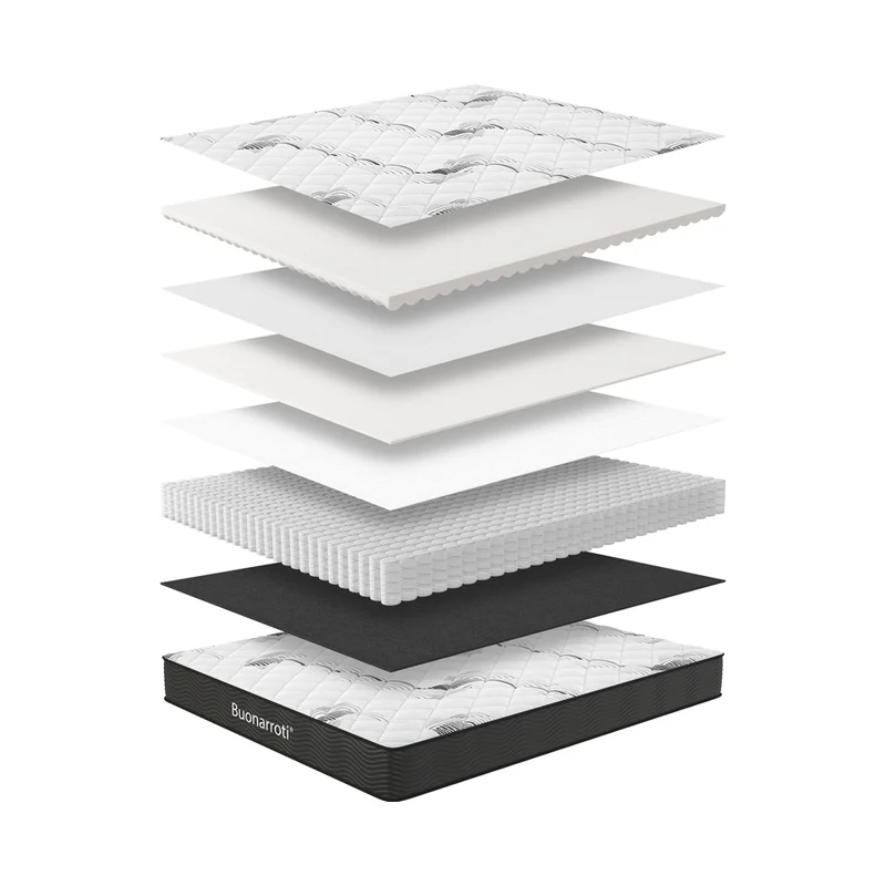 Materasso una piazza e mezza con molle insacchettate e strato in Memory Foam 120x190x22,3 cm Tarico