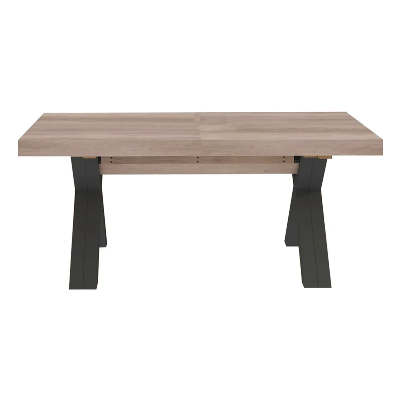 Tavolo allungabile 180 cm con piano Gordon beige e gambe incrociate antracite Milonga480